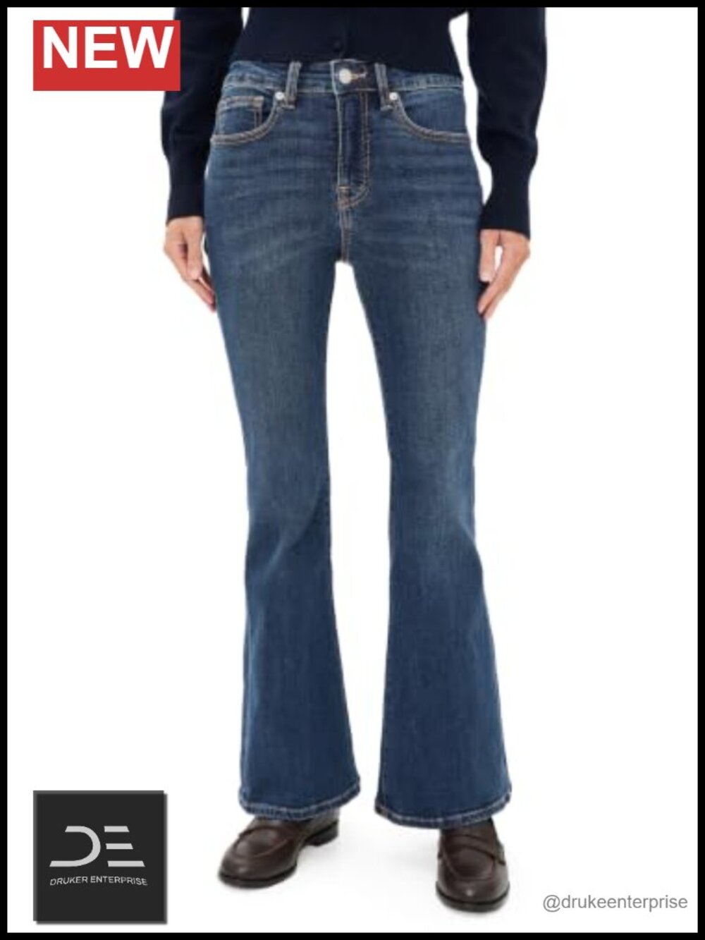 Women's Petite Flare Jeans Mid-Rise Flared Denim Cotton Stretch